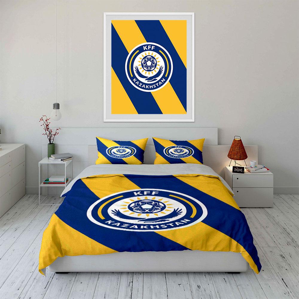 Kazakhstan KFF Flag Bedding Set Bedding Duvet Cover Set Duvet Cover Pillowcases (1 * Duvet Cover 2 * Pillowcases, Without Duvet Insert)
