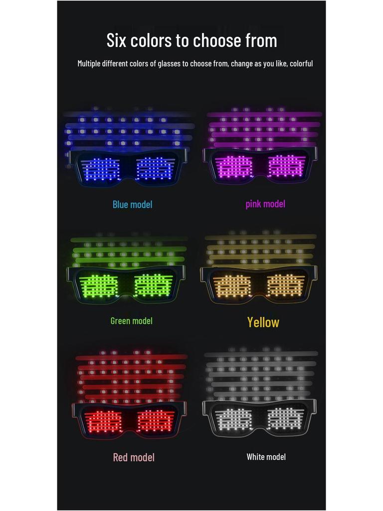 Bluetooth LED Party Szemüveg USB Töltéssel és Applikációvezérléssel