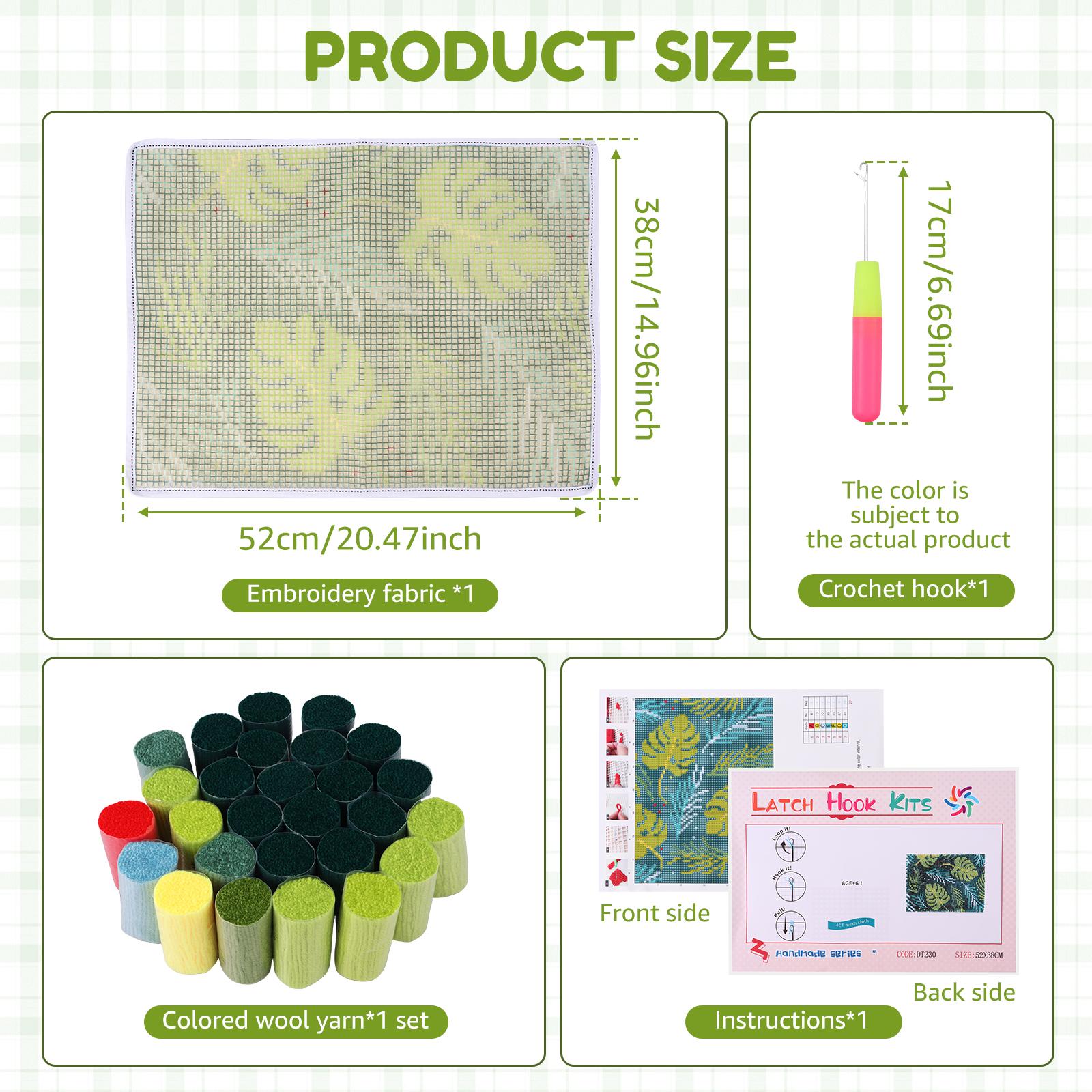 

Набор для ковровой вышивки крючком, полный набор для рукоделия, материал для сегментной вышивки, для любителей рукоделия и начинающих, 20,5 x 15 дюймов