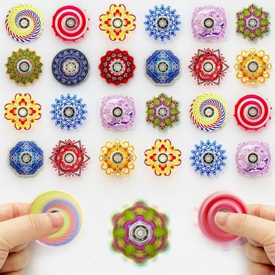 6 Adet Renkli Mandala Desenli Küçük Taşınabilir Fidget Spinners Toptan Eğlenceli Çocuk Doğum Günü Partisi Hediyelikleri Anksiyete DEHB Stres Giderici Oyuncak