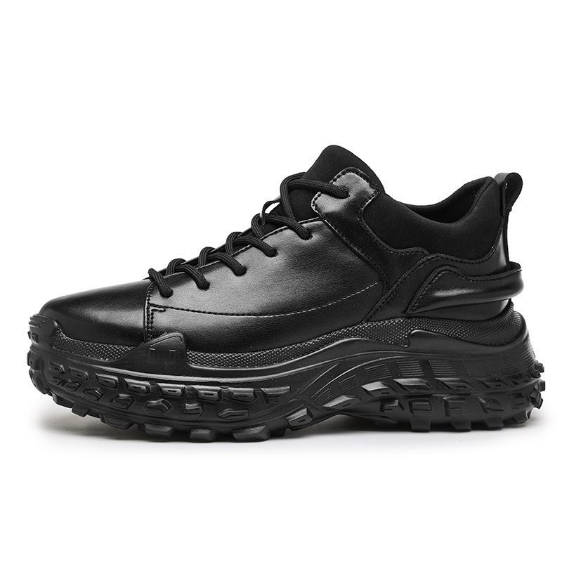 Men's Casual Low-Top Genuine Leather Sneakers - Thick Sole Dad Shoes, Spring/Autumn Fashion Platform Footwear