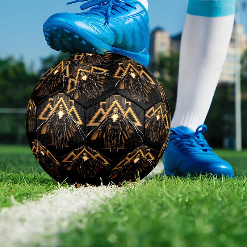 Black Adam Print Size 5 Soccer Ball, PU Wear Resistant Football for Match Training and Daily Practice, Birthday Gift for Soccer Fans