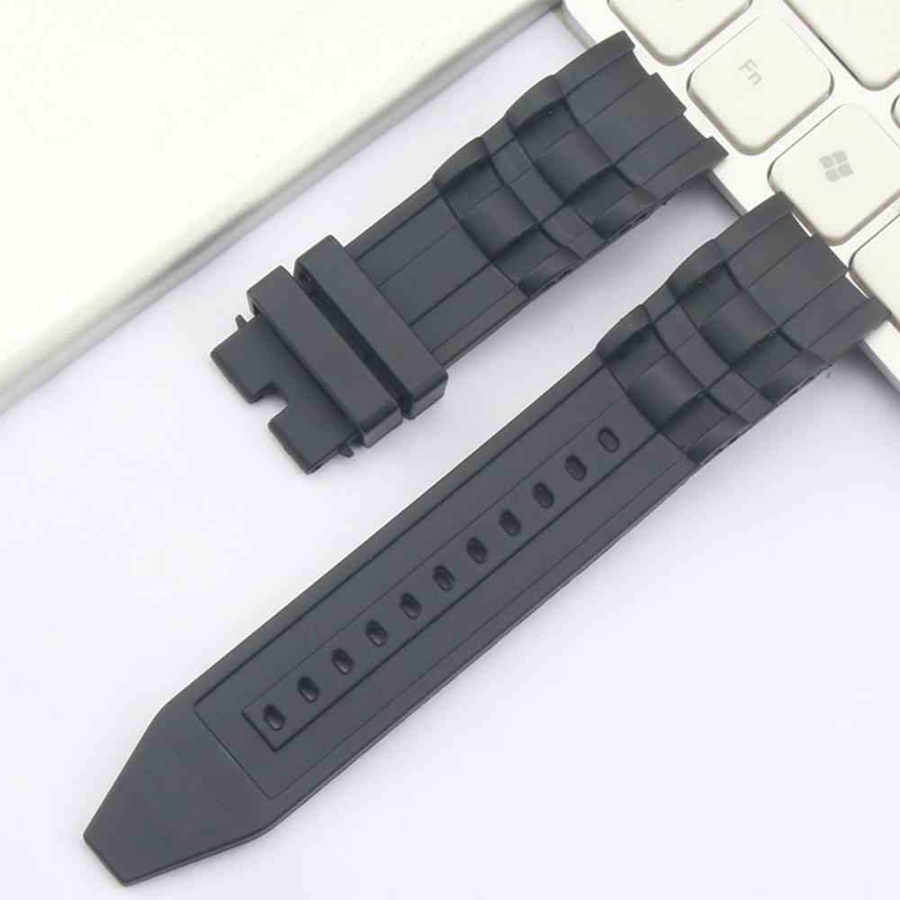 1 Pair 26Mm Rubber Black Watch Band Strap For Invicta