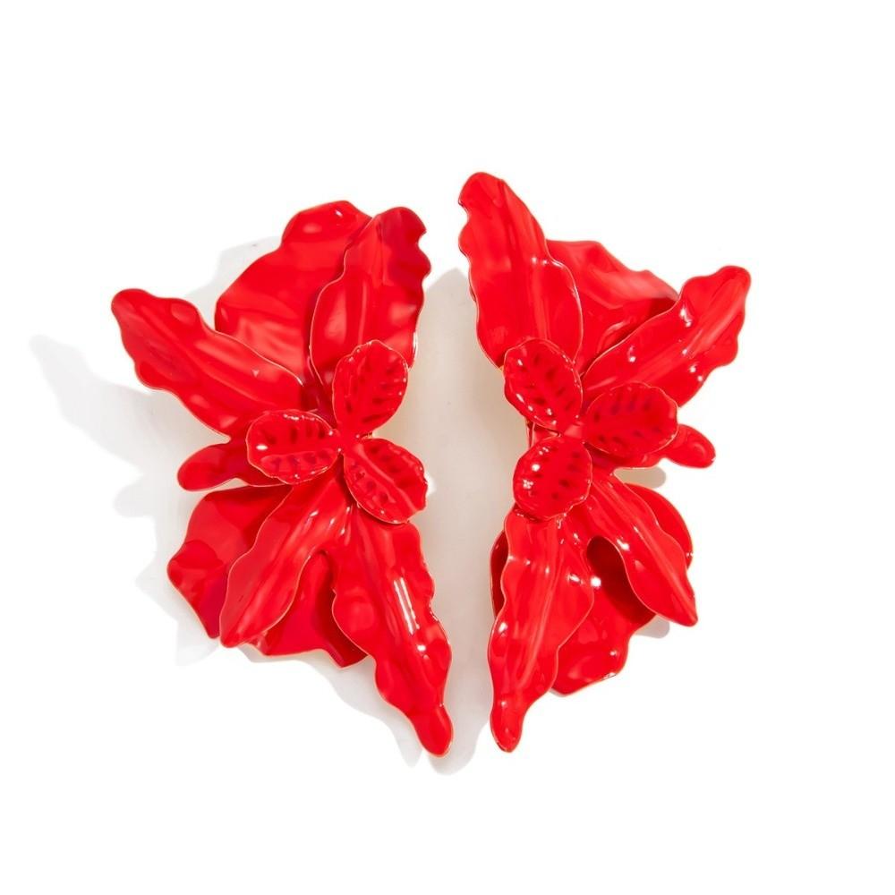 Metal Petal Dangle Earrings Exaggerated Drop Earrings Stylish Statement Earrings Party Occasion