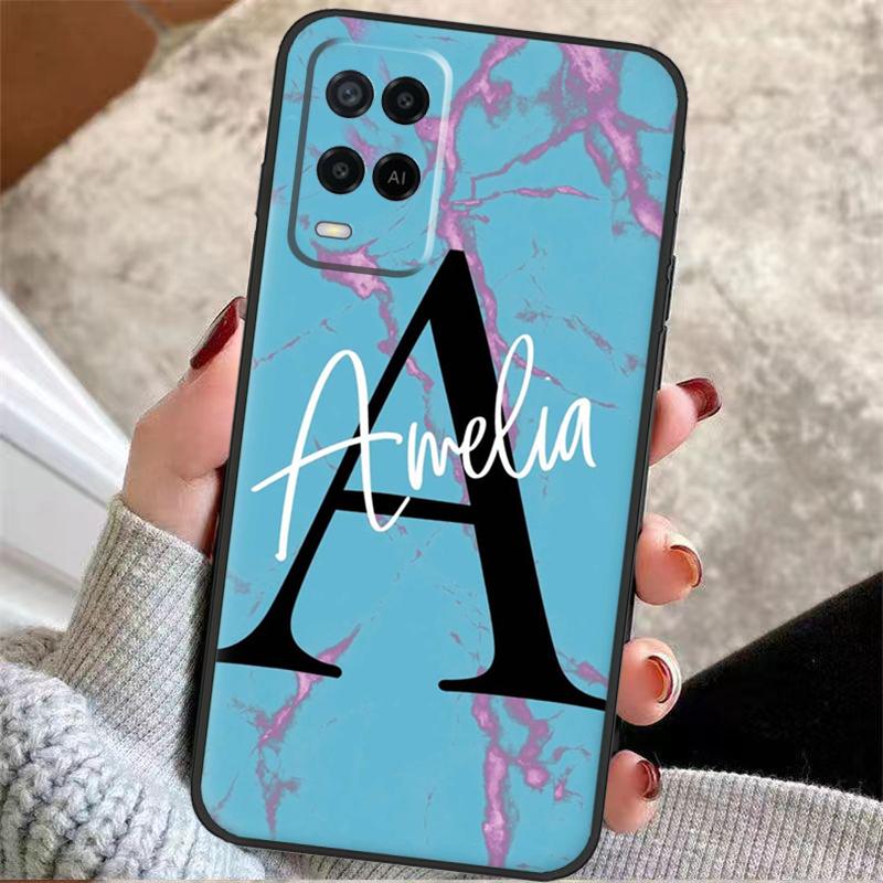 Personalisierte Custom Name Marble Case For OPPO A96 A76 A16 A98 A78 A58 A18 A15 A17 A77 A5 A9 A74 A94 A52 A72 A53S A54S A57S