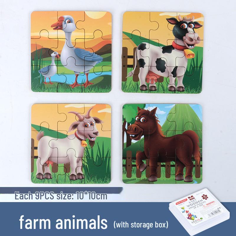 

Clever Carpenter 9-Piece Wooden Animal Jigsaw Puzzle Toy for Children