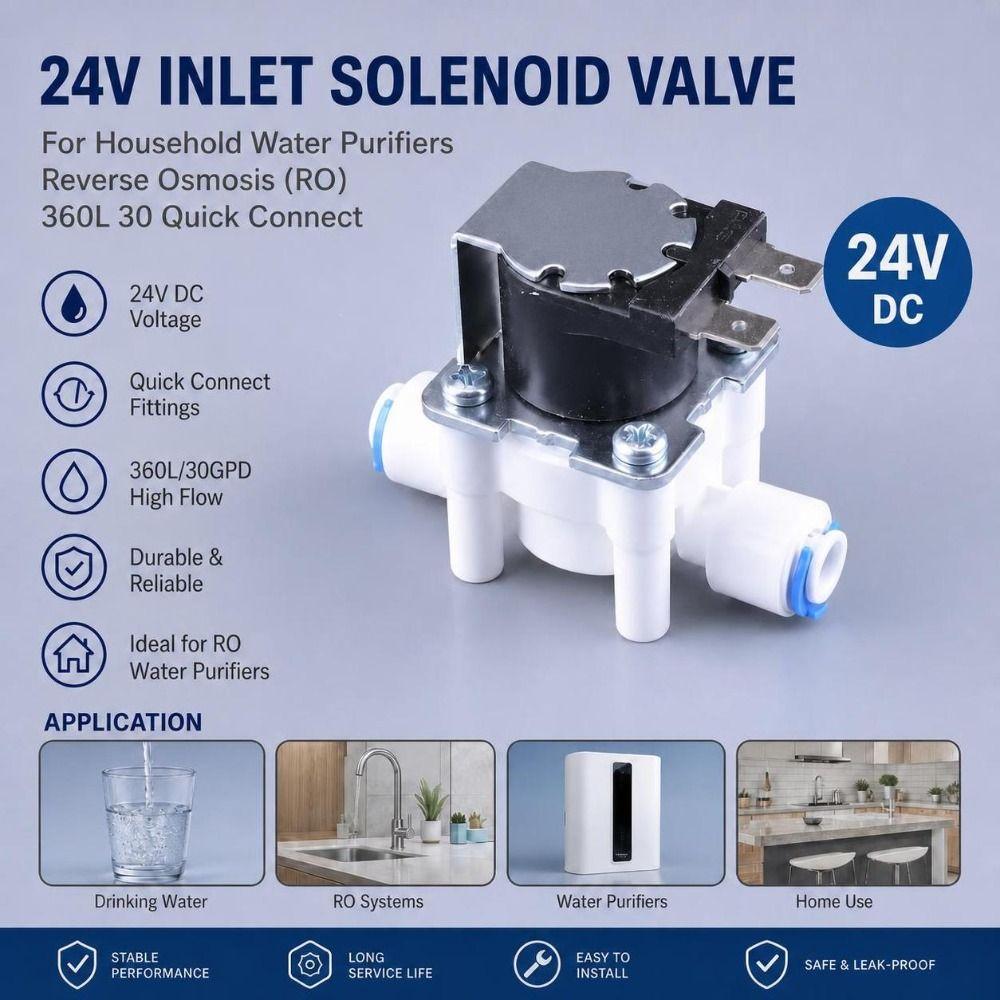 DC 24V Electromagnetic Valve Fast Response RO Solenoid Valve Water Purifier Valve Water Filters