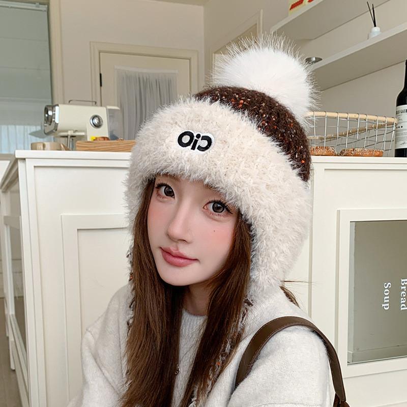 

Модная вязаная шапка для женщин, зимняя, теплая, с защитой ушей, бини, с ветрозащитной функцией, для поездок на работу коричневый