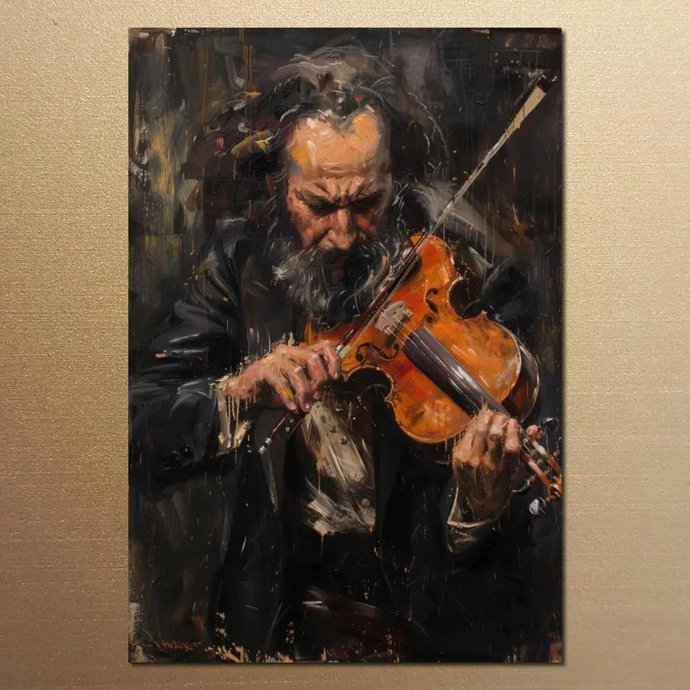 Stampa su Tela Hasidica Arte da Parete Grande Giudaica Uomo Ebreo che Suona Musica Poster HD Immagine Stampata Soggiorno Moderno Decorazione per la Casa