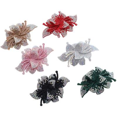 Patch di Tessuto con Strass Raffinato Scintillante Multicolore Patch di Tessuto 3D Applicazione Floreale a Doppio Strato Fiori per Scarpe