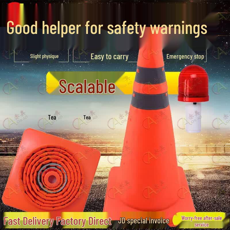 Collapsible Reflective Traffic Cone with Flashing Light