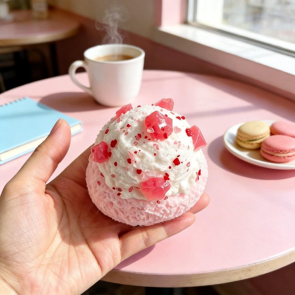 Strawberry Ice Cream Ball Squishy Toy For Stress Relief And Finger Grip Exercise