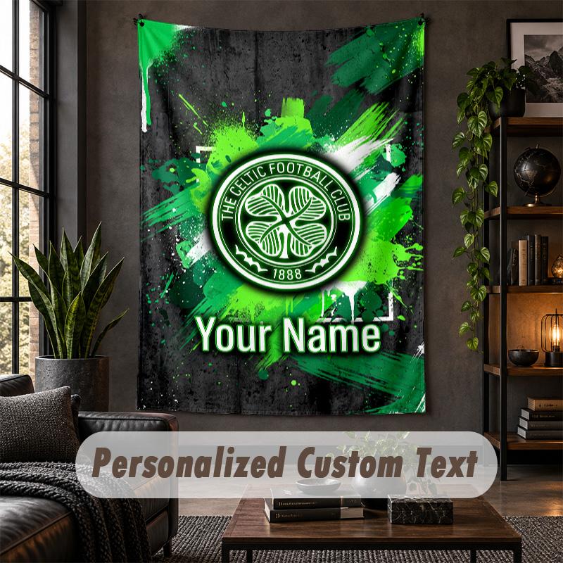 Wandbehang Celtic FC Druck Benutzerdefinierter Name Text Wandbehang Heimdekoration