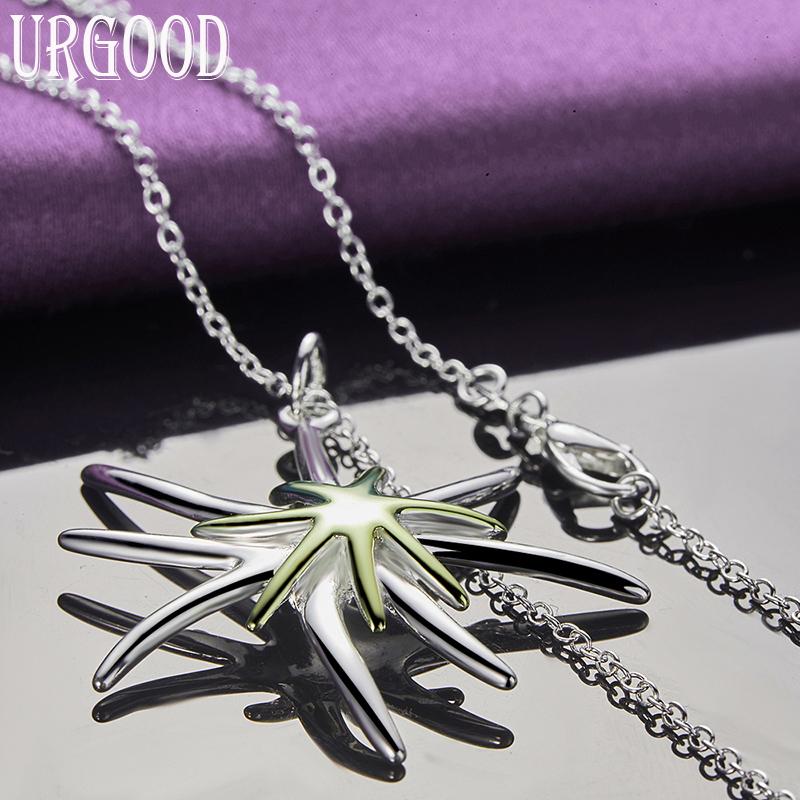 URGOOD 925 Sterling Silver Starfish Pendant Necklace Wedding Fashion Jewelry