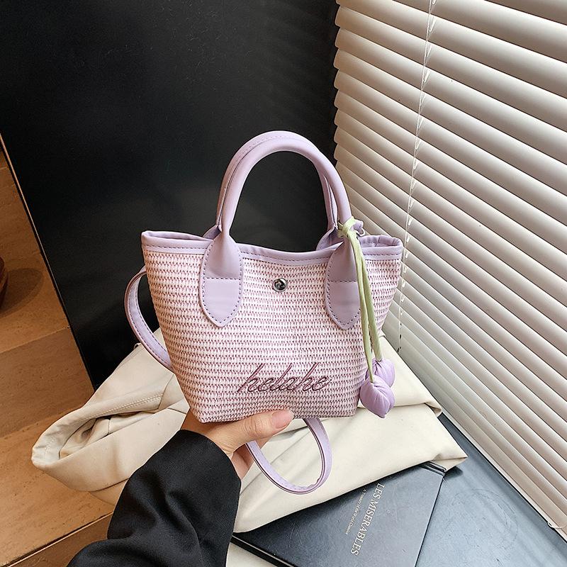 

Niche bag women s new summer popular versatile messenger bag handbag woven bucket bag фиолетовый