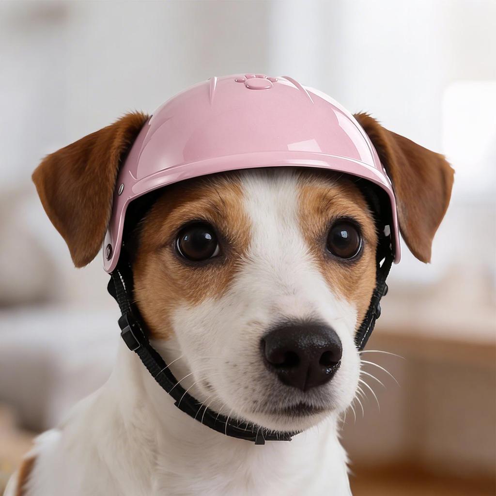 Pet Motorcycle Helmet Ear-Exposing Pet Hat Adjustable Lightweight Hard Material Black Pet Helmet Ear Hole Pet Helmet Cat Dog Hat