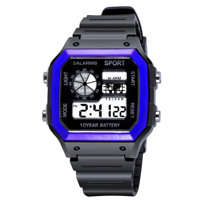 INS style men's small square adolescent student electronic watch, multi-functional temperament waterproof luminous watch