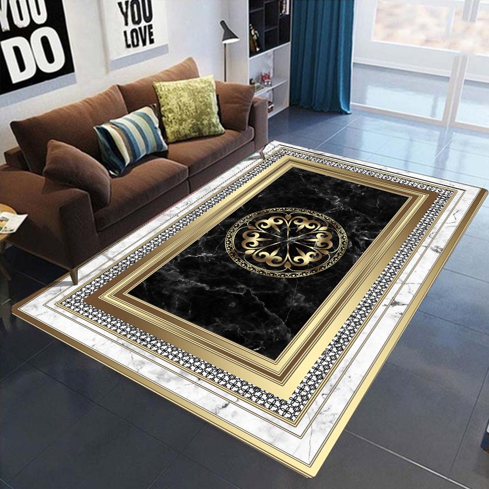 Gold Schwarz Geometrische Teppiche Nordisch Luxus Wohnzimmerteppiche für Schlafzimmer Sofatisch Daneben Großer Bereichsteppich Heimdekor Matten Tapete
