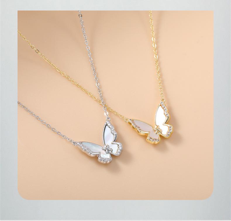 2025 High-End Butterfly Shell Earrings & Necklace Set - Elegant Luxury Clavicle Chain for Women