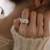 Irregular Pleated Ring for Women Men Open Adjustable Rings Wide Trendy Finger Rings Y2K Accessories Fashion Punk Jewelry