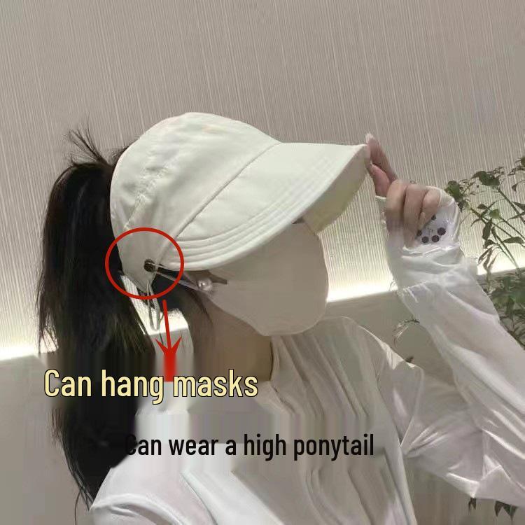 Women's Breathable Wide Brim Sun Hat with UV Protection, Open Top, Ponytail Tie, Mesh Design for Summer Cycling