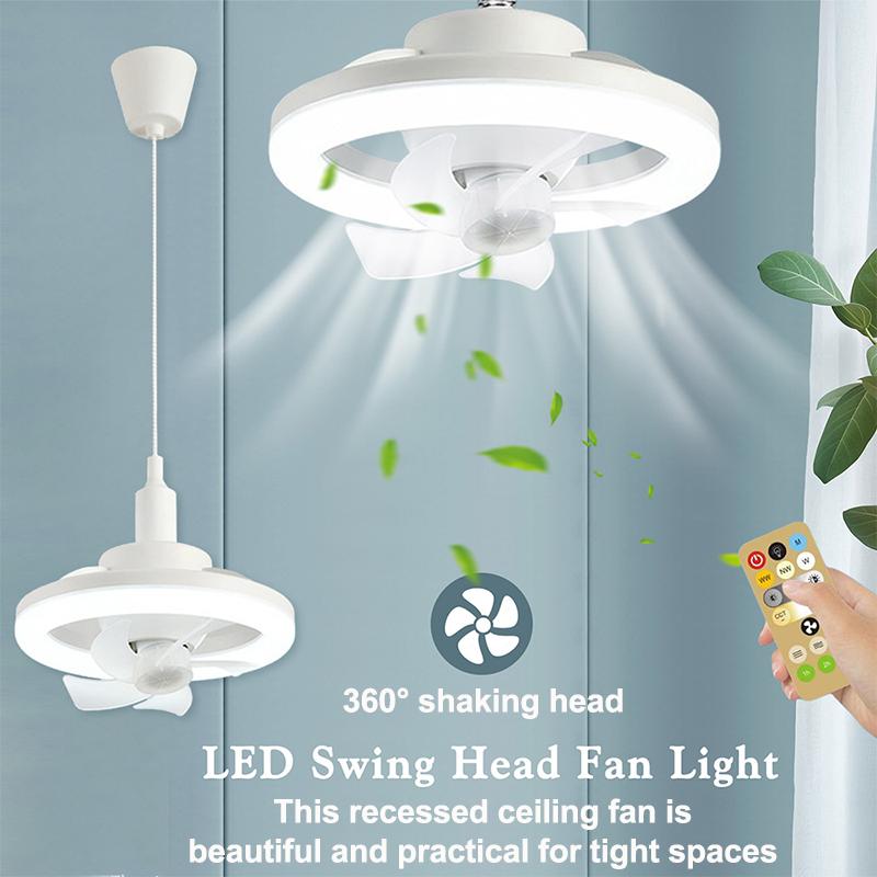 48/60W LED Ceiling Fan Light Remote Control E27 Lamp with 360 ° Rotation Cooling Electric Fan 85-265V Chandelier for Room Decor