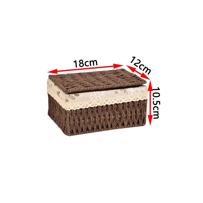 Woven Rattan Storage Basket with Lid - Snack, Sundries & Key Organizer