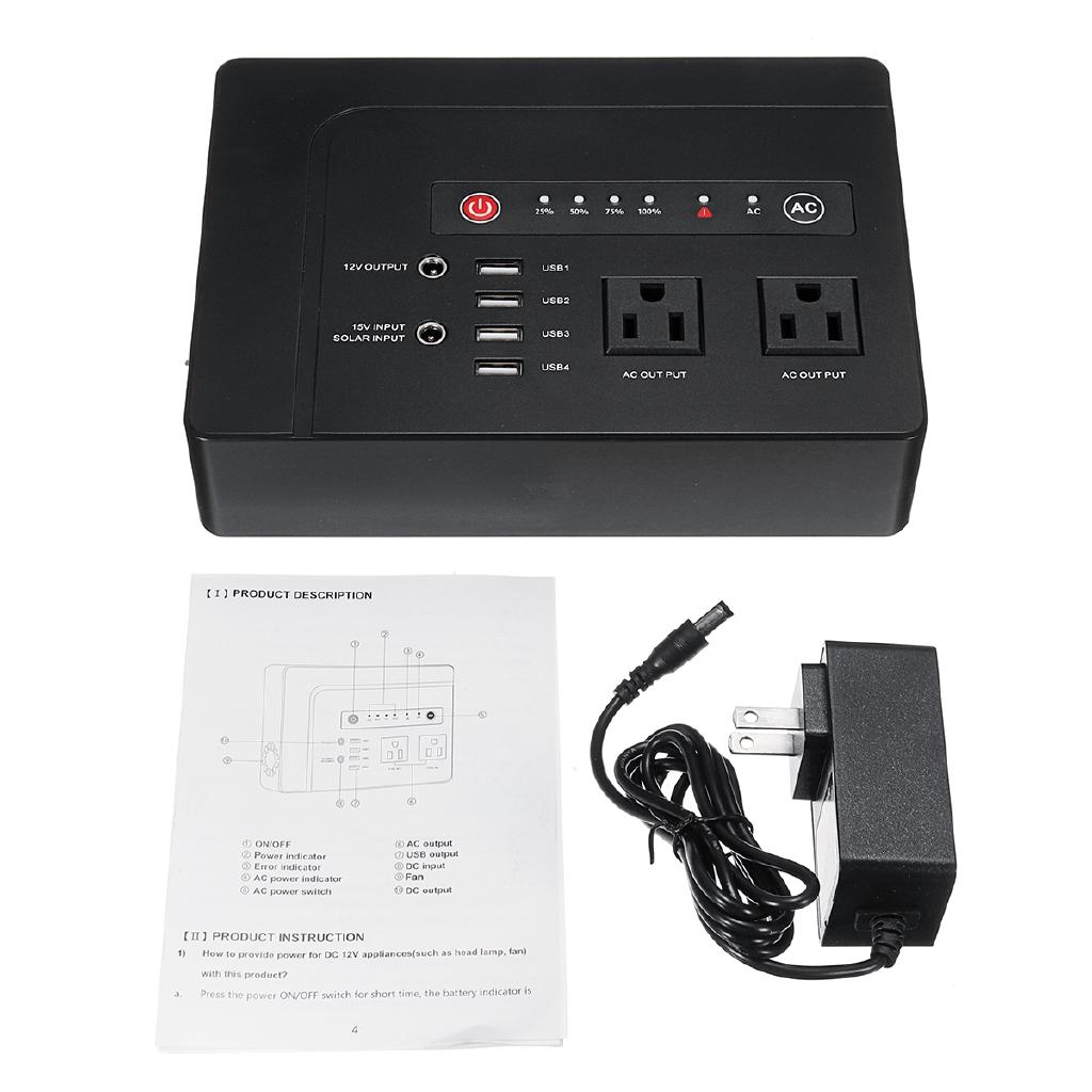 Generator Solar Portabil 200W/300W Alimentare cu Invertor USB Afișaj LCD Stocare Energie Generare Exterior Acasă Mașină