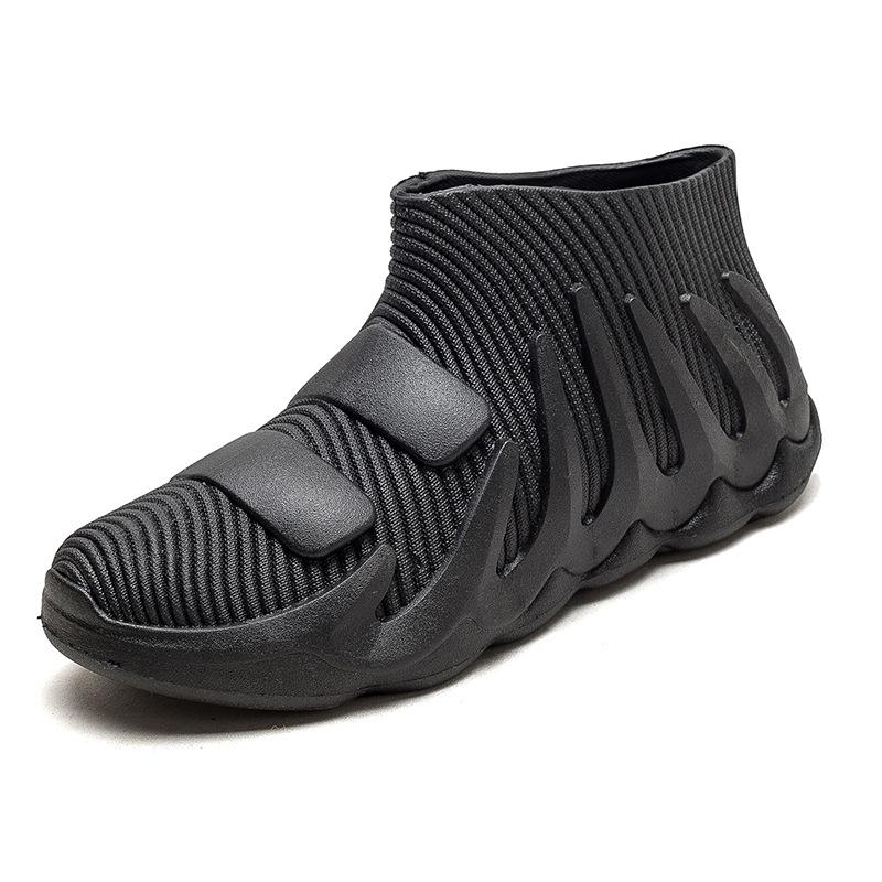 

New waterproof short rain shoes men s trend casual non-slip fishing rubber shoes car wash velvet warm rain boots 36 чёрный