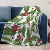 TU Festive Holly Berry Throw Blanket Cozy Christmas Decor Holiday Home Accent Warm Soft Plush Bedspread Couch Cover Gift