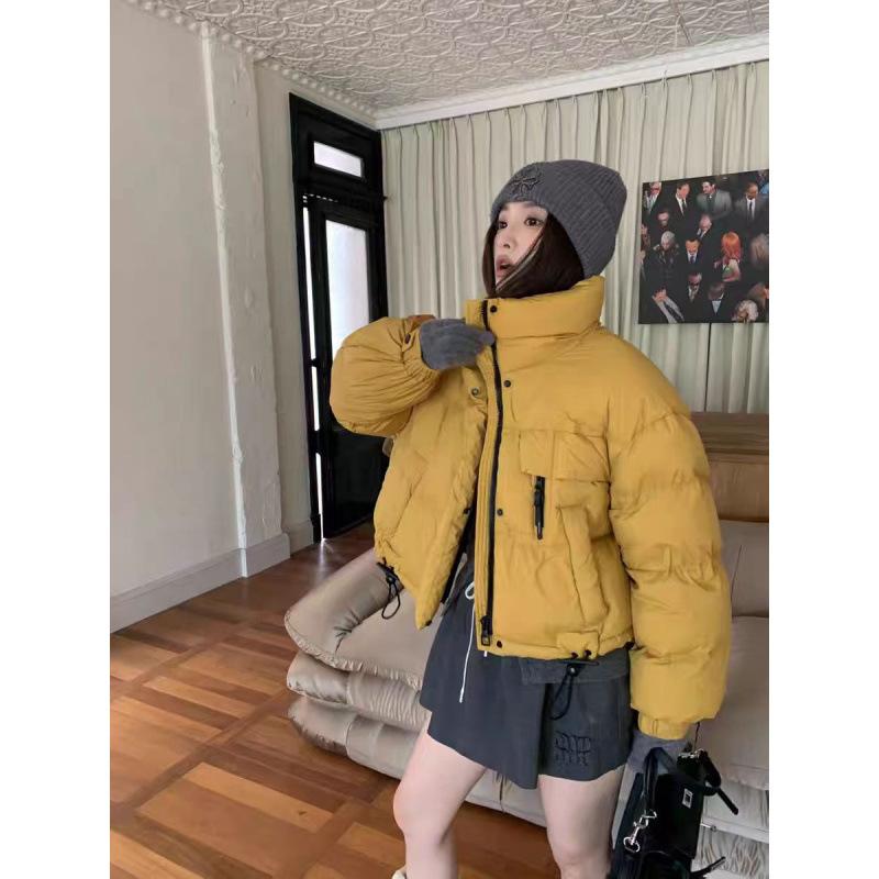 Short down cotton clothes for women's winter new simple stand-up collar soft waxy loose small bread clothes jacket