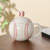 Tasse à café en forme de baseball avec couvercle Poignée en forme de C Tasse en céramique 420 ml Tasse à boire de l'eau pour café thé boissons Utilisation à la maison cuisine extérieur
