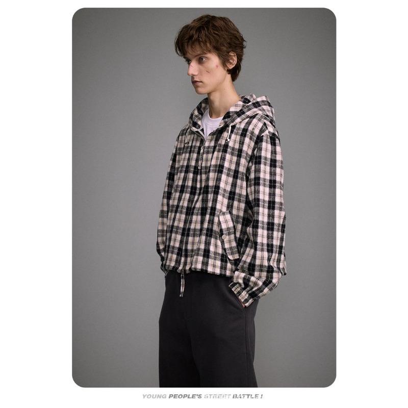 Giacca con cappuccio a quadri retrò da uomo CATTEE - Moda casual primaverile