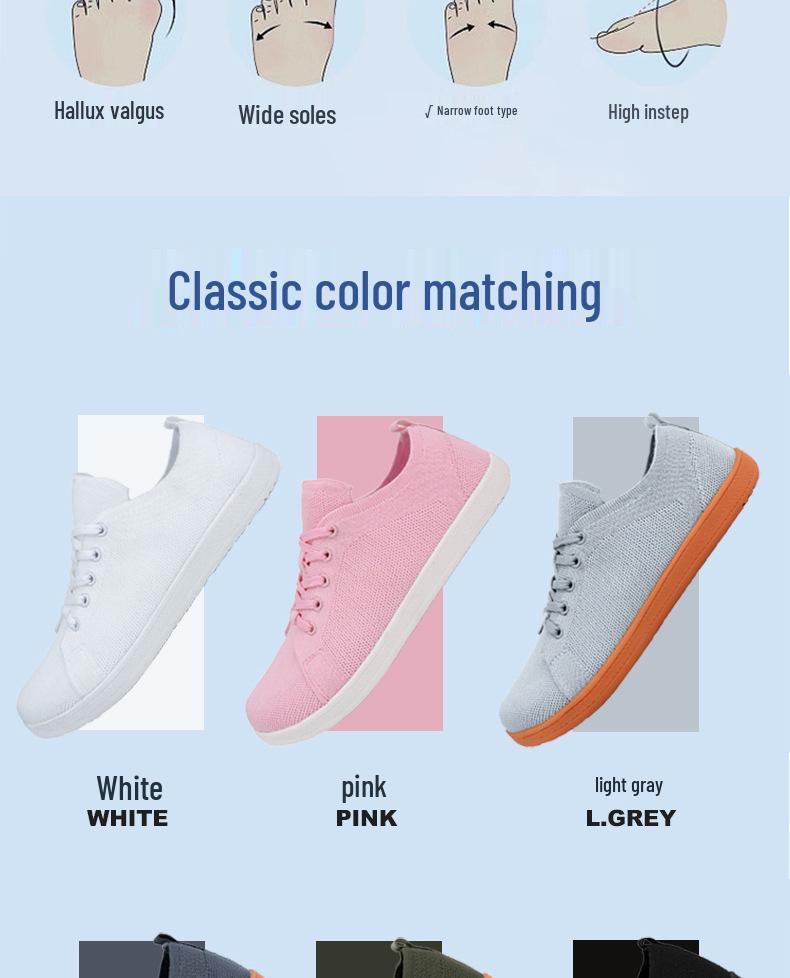 Wide Toe Flyknit Breathable Sneakers for Hiking - Plus Size, Unisex, Casual, Loose Fit