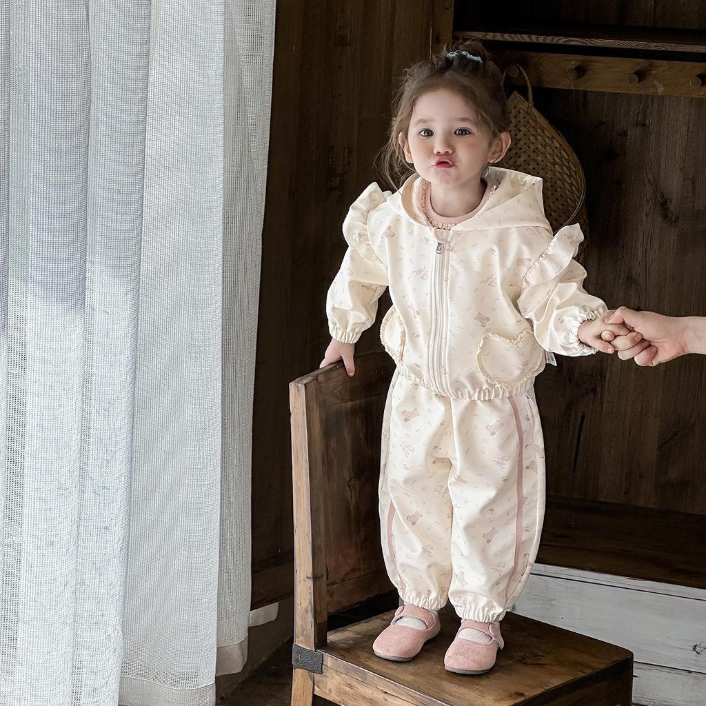 Spring 2026 Baby Girl Hooded Jacket & Cardigan Set - Fashionable Long Sleeve Coat