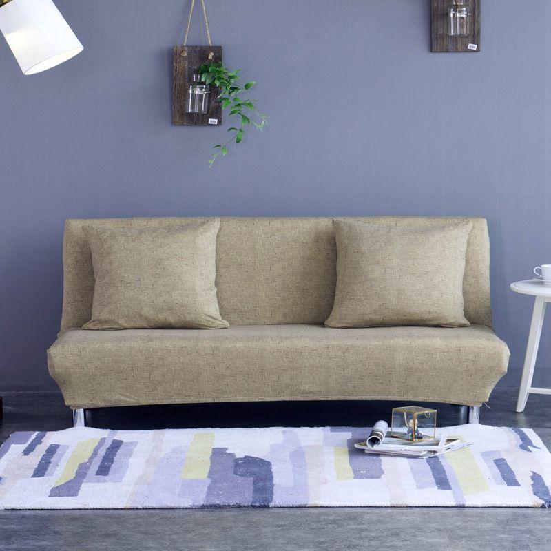Solid Universal Stretch Color Folding Sofa Bed Cover Without Armrest Slipcovers