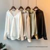 Women's White Satin Long Sleeve Shirt - Hong Kong Style, Autumn Loose Fit, Drapey Outerwear Top.