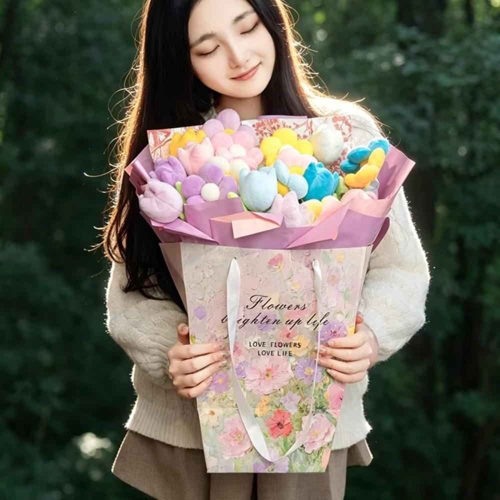 Soft Plush Stuffed Flower Bouquet Colorful Cartoon Tulip Toy Plush Flower Toys Room Decor