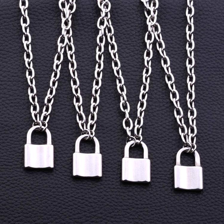 Punk Stainless Steel Padlock Pendant Necklace - Rock & Hip Hop Style for Men & Women