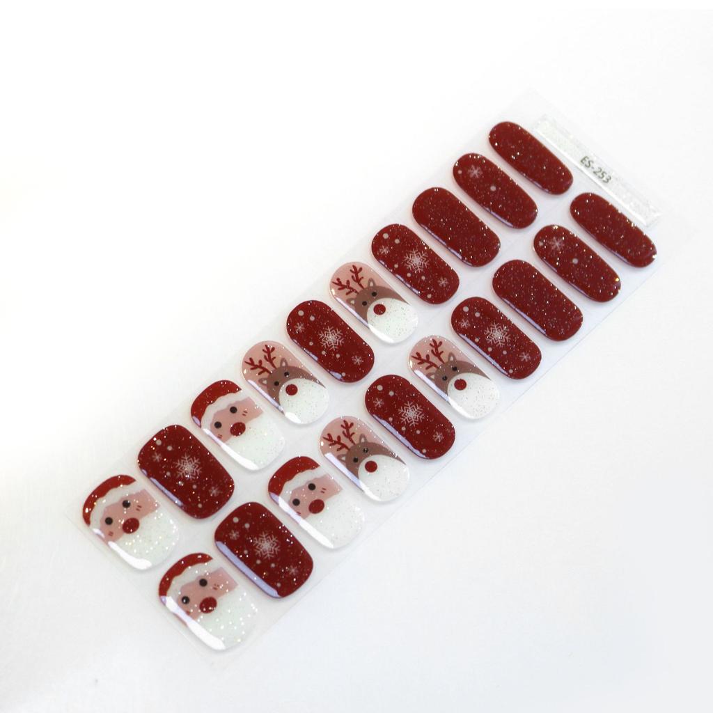 20 Pcs Halloween Christmas UV Semi Cured Gel Nail Stickers Self Adhesive Long Lasting Popular Nail Art Wraps