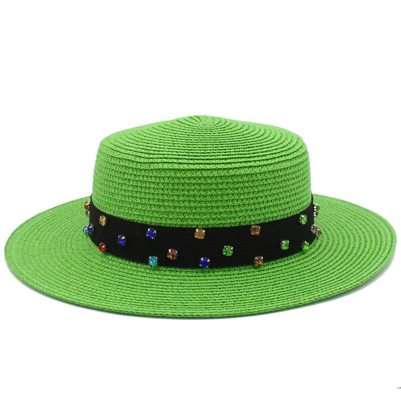 High-quality women's flat-top Panama straw hat summer explosion sunscreen top hat new hat stall
