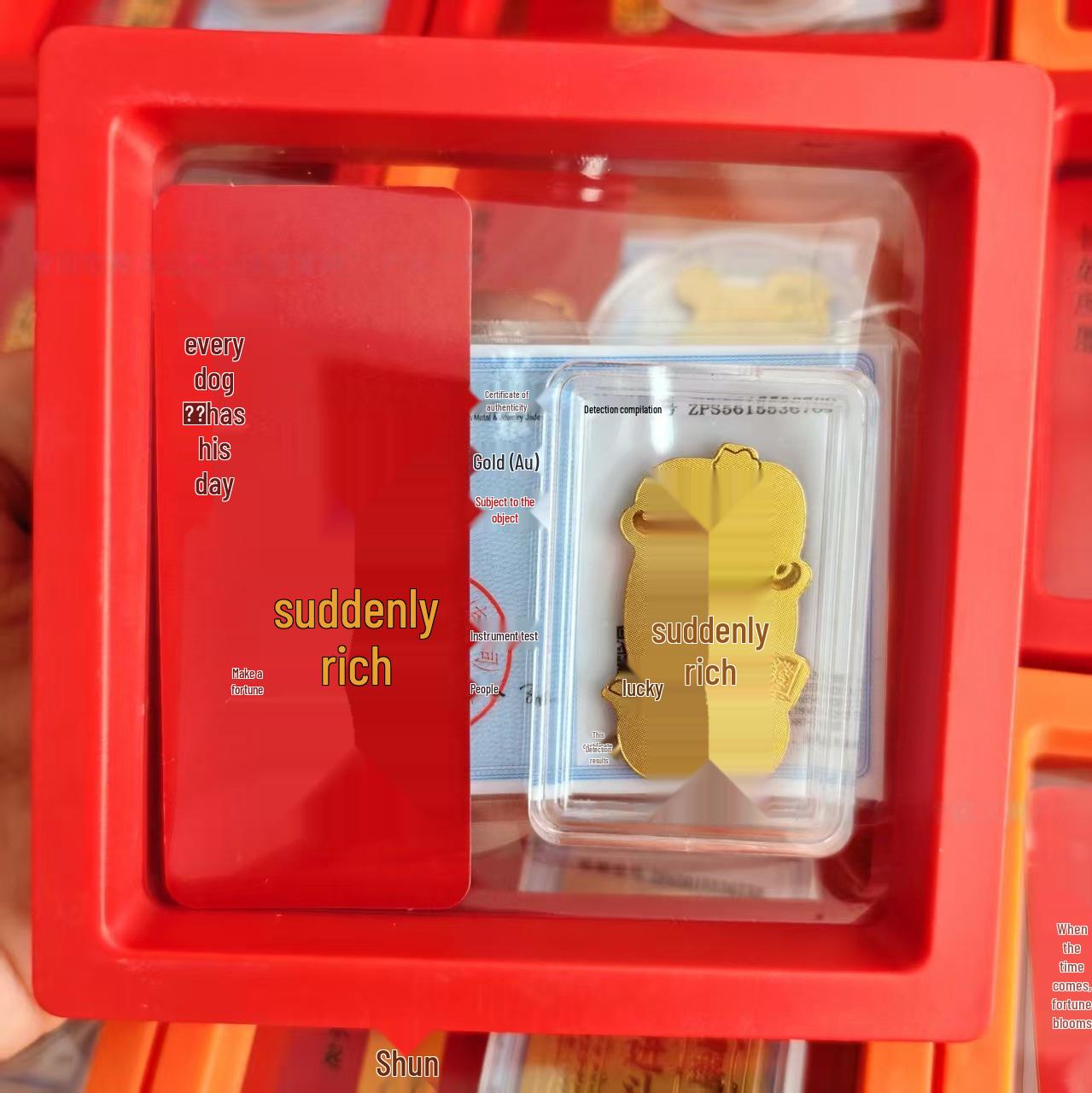 

999 Fine Gold Mobile Phone Sticker, 2mg Gold Leaf - Princess Luck Wealth Attraction Gift Set