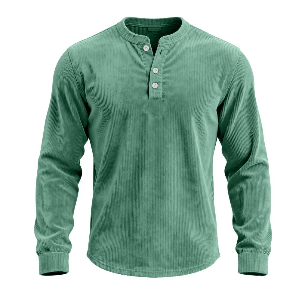 Men's Relaxed-Fit Button-Down Collar Corduroy Pullover Long-Sleeve Top