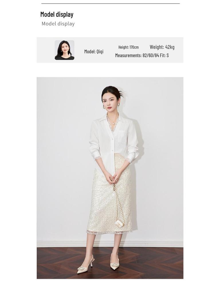 Elegant Lace Peter Pan Collar Long Sleeve Cotton Shirt - Women's Fashion 