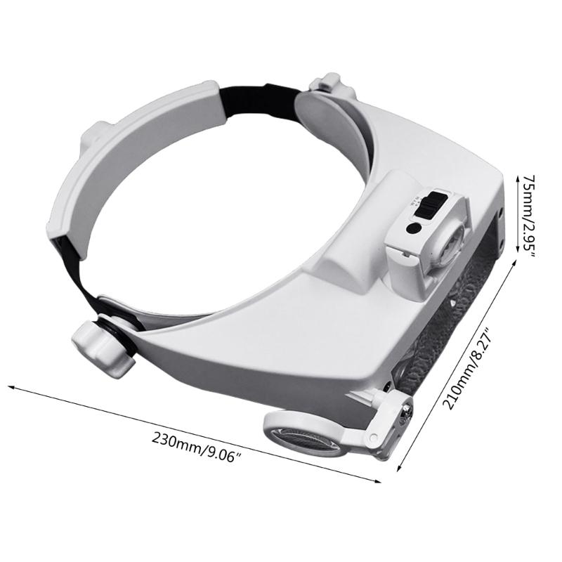 LED Head Magnifier,Hands Free Headband Magnifying Glasses with 5 Led,Professional Jeweler Loupe