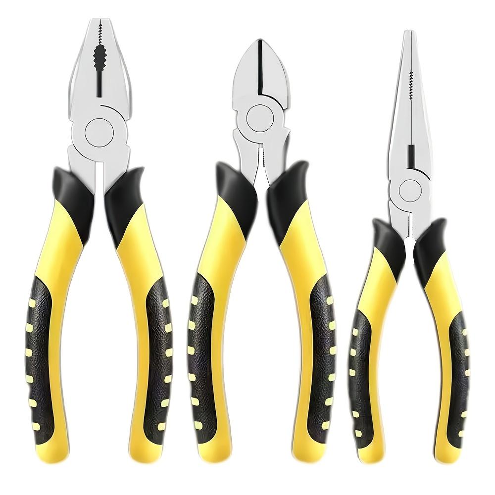 3pcs Carbon Steel Clip Set, 6 Inch Multi-Functional Clip, Wire Cutter with Anti-Slip and Rust- Pointed Clip for Indoor and Outdoor Maintenance Tools