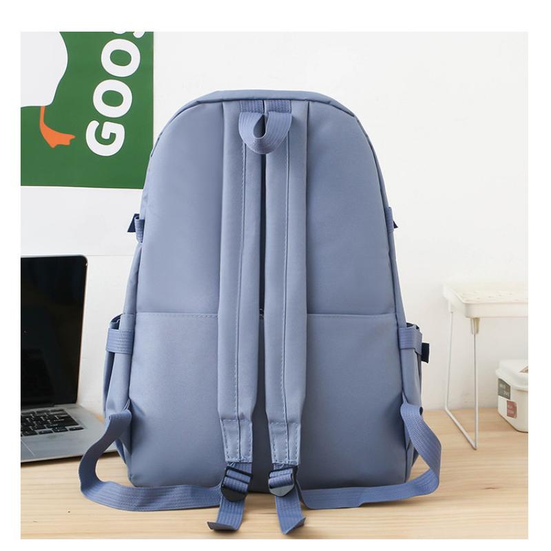 Zaino per la scuola media con ciondolo a forma di orso Zaino per il campus ad alta capacità Colore a contrasto Uomo Donna Zaino da 5 pezzi Borsa a tracolla Borsa a tracolla Astuccio