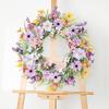 Delicate Violets Pink Blossoms Wreath Silk Flower Garlands Elegant Door Hanging Ornament Outdoor Garden Decoration
