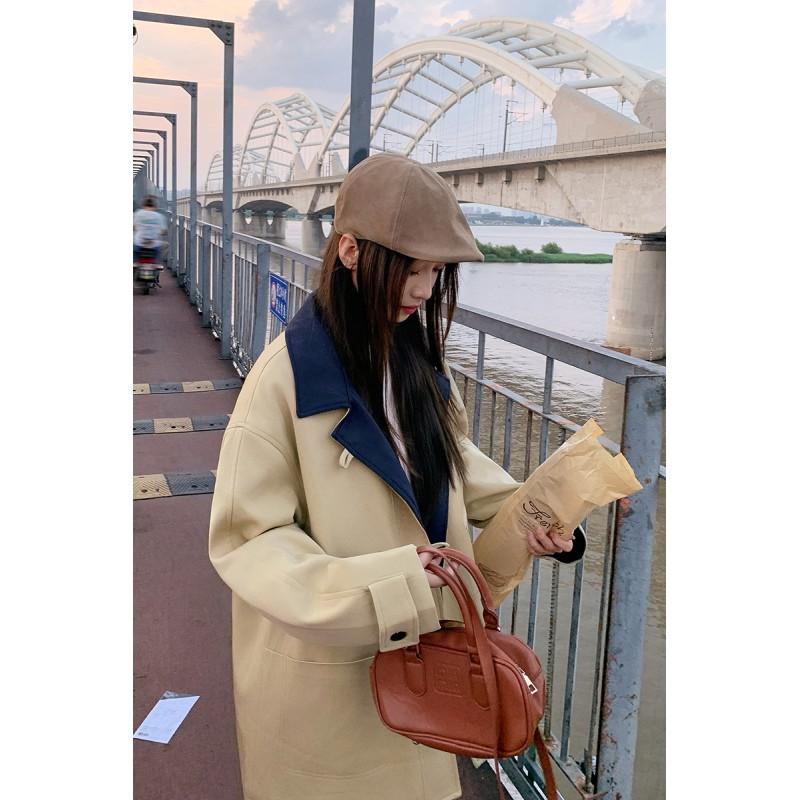 2026 Short Trench Coat Women High-end Contrast Color Casual Light Padded Jacket