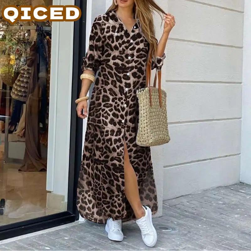 QICED Fashion Autumn Winter Long Sleeve POLO Neck Casual Dresses Unique design